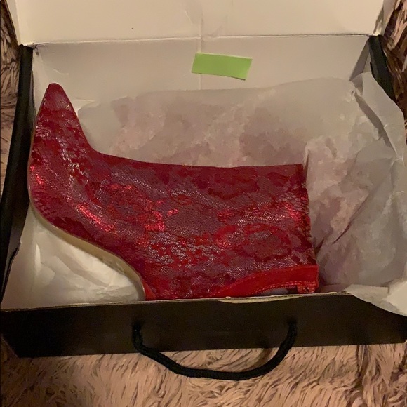 Red Lace Booties - Picture 2 of 3